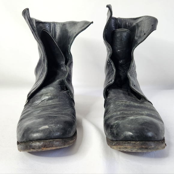 Lace Up Black Leather Boots Handmade Craftsmanship Vintage? Biker Men's 8.5 - Picture 4 of 9